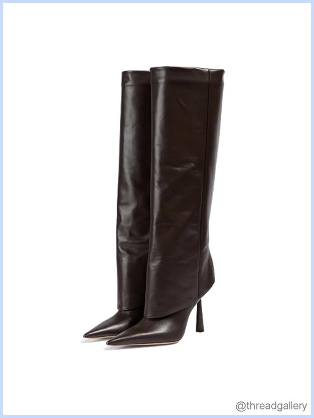 Women's Fold Over Knee High Boots Pointed Toe Stiletto Heel Slip On Dress Boot